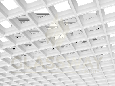 Потолок "Грильято" пирамидальный белый ячейка 100х100