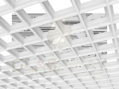 Потолок "Грильято" пирамидальный белый ячейка 120х120