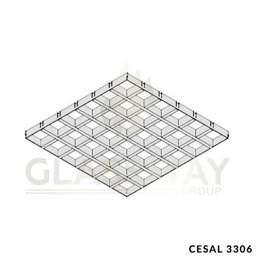 CESAL Кассетный Потолок Грильято CL-T15 100х100 Высота 30мм Белый матовый 3306