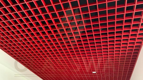 Потолок Грильято 100x100 цвет Красный Ателье