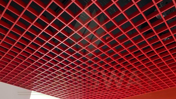 Потолок Грильято 100x100 цвет Красный Ателье