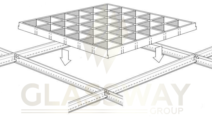 Потолок Грильято Grandline Грильято GL-15 схема Монтажа
